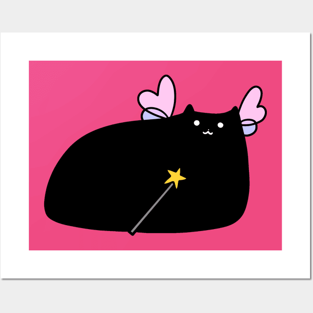 Chubby Black Cat Fairy Wall Art by saradaboru